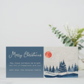 Winter Landscape en Moon Merry Kerstmis Feestdagenkaart (Staand voorkant)