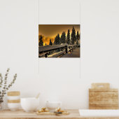 Winter Landscape Fence Foto Natuur Wall Poster (Keuken)