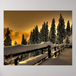 Winter Landscape Fence Foto Natuur Wall Poster