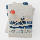 Winter Landscape Forest Moon Kerstfeestdag Inpakpapier Vel (In situ)