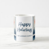 Winter Landscape Forest Moon Navy Blue Drawing  Koffiemok (Center)