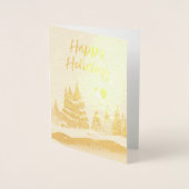 Winter Landscape Forest Moon Navy Blue Foto Folie Kaarten (Voorkant)