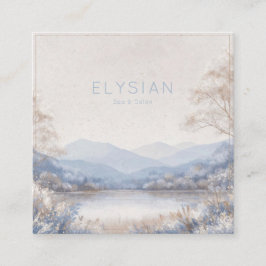 Winter Landscape Gold Frame Frosted Blue Floral Vierkante Visitekaartje