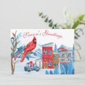 Winter Landscape Illustratie kerstfotokaart (Staand voorkant)