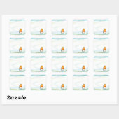 Winter Landscape Illustratie met Robin Vierkante Sticker (Vel)