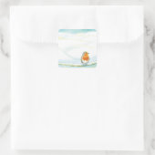 Winter Landscape Illustratie met Robin Vierkante Sticker (Tas)