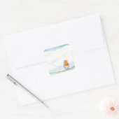 Winter Landscape Illustratie met Robin Vierkante Sticker (Envelop)
