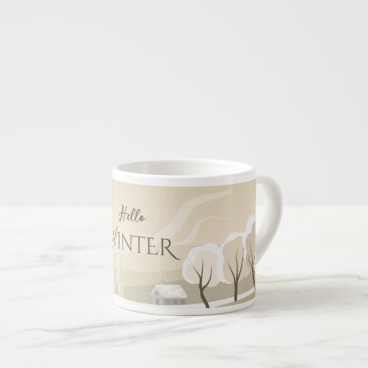 Winter landscape in beige brown espresso kop (Voorkant rechts)