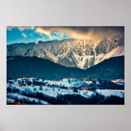 Winter landscape in Carpathian Mountain. Bran, Rom Poster (Voorkant)