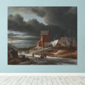 Winter Landscape, Jacob Isaacksz. van Ruisdael, c. Canvas Afdruk (Insitu (Houten vloer))
