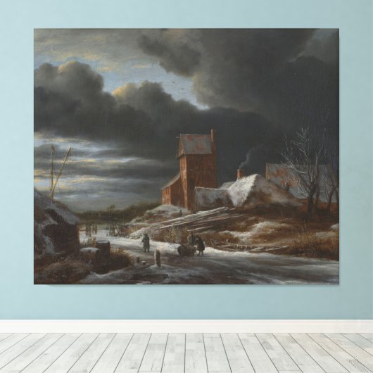 Winter Landscape, Jacob Isaacksz. van Ruisdael, c. Canvas Afdruk (Insitu (Houten vloer))
