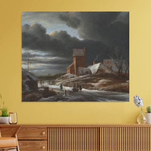 Winter Landscape, Jacob Isaacksz. van Ruisdael, c. Canvas Afdruk (Insitu (Woonkamer))