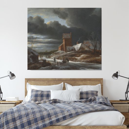 Winter Landscape, Jacob Isaacksz. van Ruisdael, c. Canvas Afdruk (Insitu (Slaapkamer))