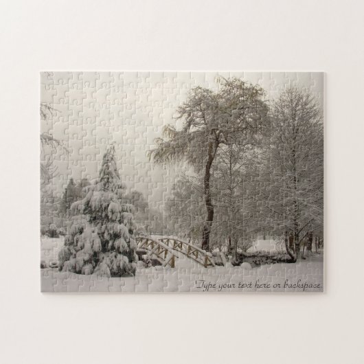 Winter Landscape Puzzle Personalized Winter Bridge Legpuzzel (Horizontaal)