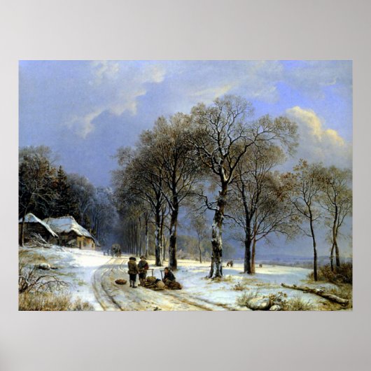 Winter Landscape Sleigh - Koekkoek Poster (Voorkant)