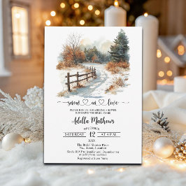 Winter Landscape Snow in Love Bridal Shower Kaart