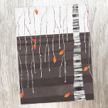 Winter Landscape Tree Art Briefkaart<br><div class="desc">De laatste van de bladeren. Minimalistisch hedendaags landschapsschilderij met een boom in de late herfst of herfst,  aan het begin van de winter met felkleurige omvallende bladeren op een monochrome zwarte en witte abstracte achtergrond. Originele kunst van Nic Squirrell. Blank op de rug voor je eigen groet.</div>