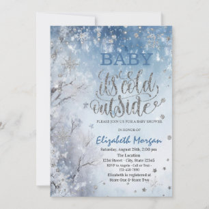 Winter Landscape Tree Baby shower Kaart