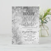 Winter Landscape Tree Grijs Baby shower Kaart (Staand voorkant)