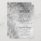 Winter Landscape Tree Grijs Baby shower Kaart (Voorkant / Achterkant)