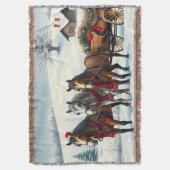 Winter Landscape with Horses and Cabin Deken (Voorkant Verticaal)
