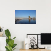 Winter landscape with windmill and ice poster (Thuiskantoor)