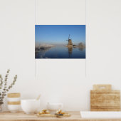 Winter landscape with windmill and ice poster (Keuken)