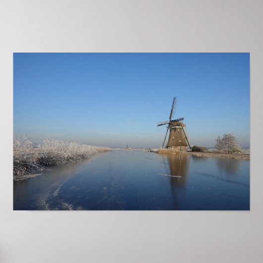 Winter landscape with windmill and ice poster (Voorkant)
