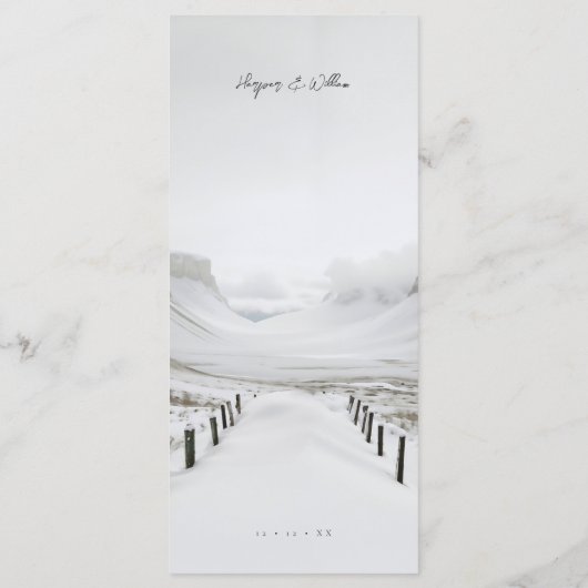 Winter landschap bruiloft menu (Achterkant)