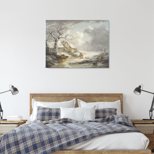 Winter Landschap door George Morland Canvas Afdruk (Insitu (Slaapkamer))