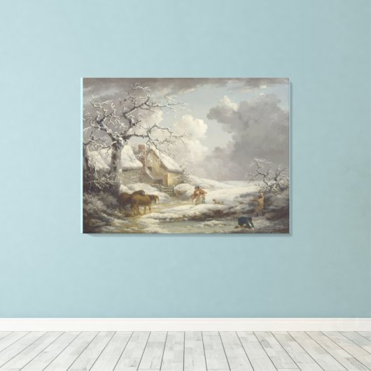 Winter Landschap door George Morland Canvas Afdruk (Insitu (Houten vloer))