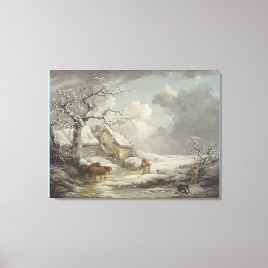 Winter Landschap door George Morland Canvas Afdruk (Voorkant)