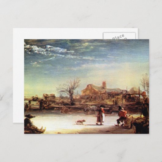 Winter Landschap door Rembrandt Harmenszoon van Ri Briefkaart (Voorkant / Achterkant)