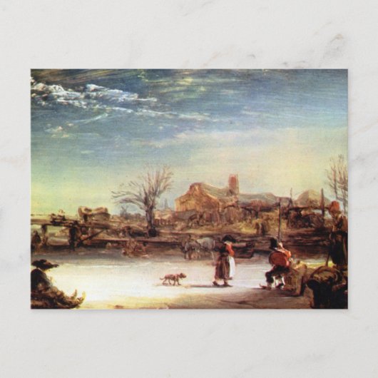 Winter Landschap door Rembrandt Harmenszoon van Ri Briefkaart (Voorkant)
