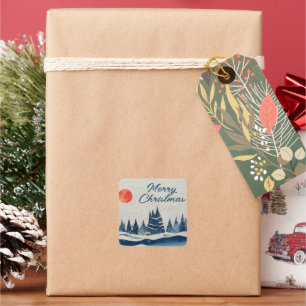 Winter Landschap en Moon Return Address Vierkante Sticker