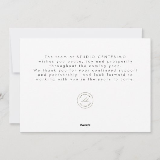 Winter Landschap Foto Corporate Logo Feestdagenkaart (Achterkant)