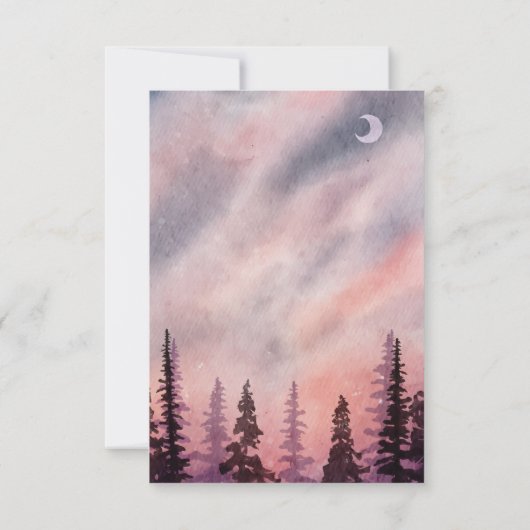 Winter Landschap Greenpine Fores Huwelijksreceptie Kaart (Achterkant)