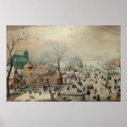 Winter Landschap Ice Skaters door Hendrick Avercam Poster (Voorkant)
