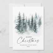 Winter Landschap Kerstboom Bedrijf Feestdagenkaart (Voorkant)