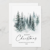 Winter Landschap Kerstboom Bedrijf Feestdagenkaart (Voorkant / Achterkant)