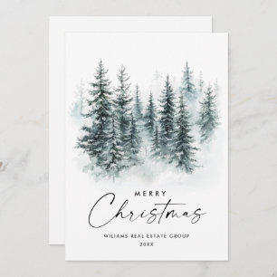 Winter Landschap Kerstboom Bedrijf Feestdagenkaart