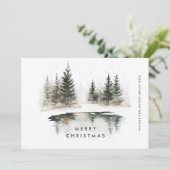 Winter Landschap Kerstboom Bedrijf Feestdagenkaart (Staand voorkant)