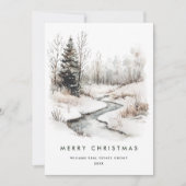 Winter Landschap Kerstboom Bedrijf Feestdagenkaart (Voorkant)