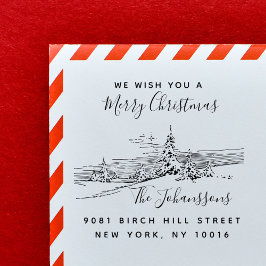 Winter Landschap Kerstmis Familie Retouradres Zelfinktende Stempel