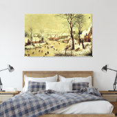 Winter Landschap met Skaters en Bird Trap (1565) Canvas Afdruk (Insitu (Slaapkamer))