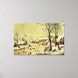 Winter Landschap met Skaters en Bird Trap (1565) Canvas Afdruk
