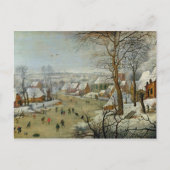 Winter Landschap met Skaters en een vogeltrap Briefkaart (Voorkant)