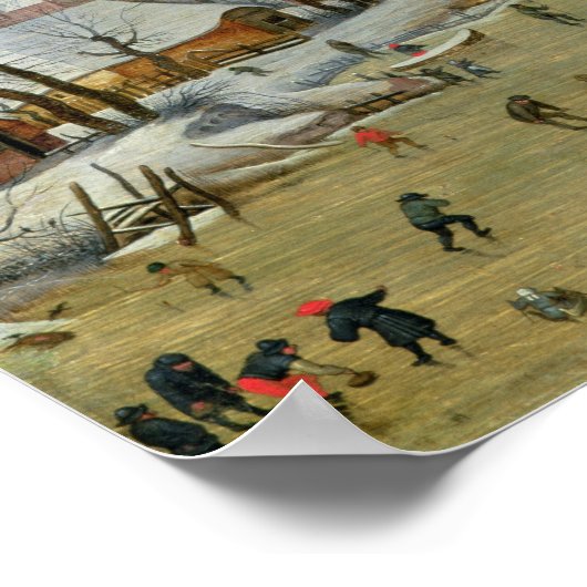 Winter Landschap met Skaters en een vogeltrap Poster (Hoek)