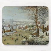 Winter Landschap met Skaters en een vogelval Muismat (Voorkant)