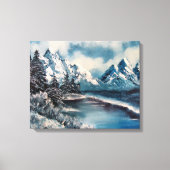 Winter landschap olieverfschilderij canvas afdruk (Voorkant)